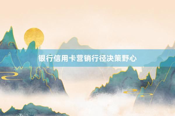 银行信用卡营销行径决策野心